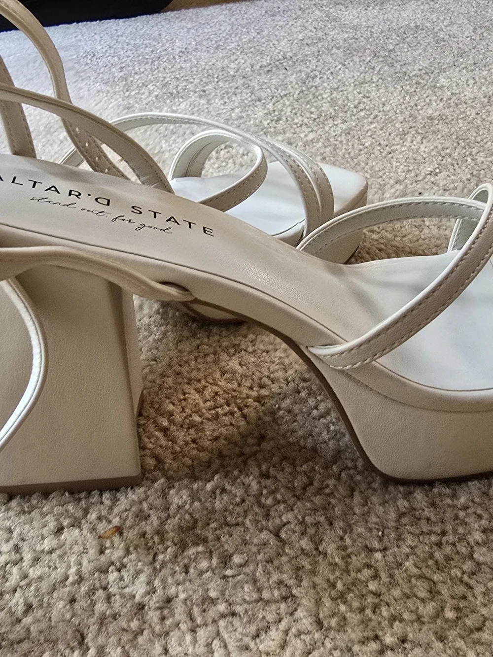 Altar'd State Women's Cream Strappy Block Heel Sandals